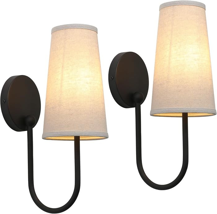 Set of 2 Linen Fabric Wall Sconces | Amazon (US)