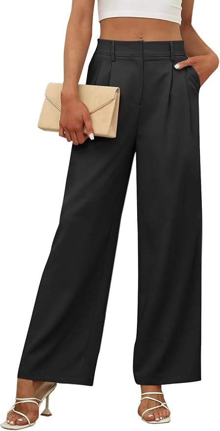 LILLUSORY Womens Wide Leg Dress Pants Hight Waisted Work Business Causal Loose Palazzo Trousers | Amazon (US)