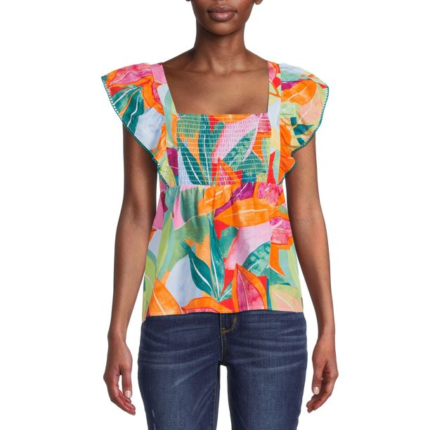 Time and Tru Women's Tie Back Top - Walmart.com | Walmart (US)