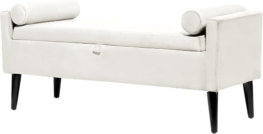 OuchTek 47" Velvet Ottoman Bench Modern Indoor Bench with Storage End of Bed Bench with Wooden Le... | Amazon (US)