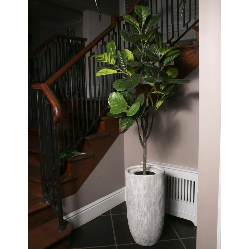 Panama 82'' Faux Fiddle Leaf Fig Tree in Fiberstone Planter | Wayfair North America