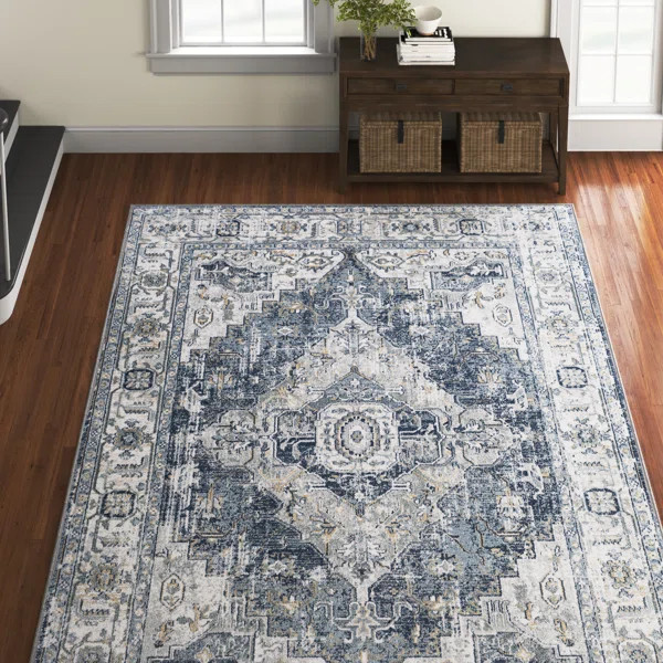 Doyon Oriental Machine Woven Area Rug in Gray/Blue | Wayfair North America