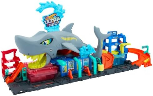 Hot Wheels City Track Set, Ultra Shark Car Wash with 1:64 Scale Color Reveal Toy Vehicle, Repeat ... | Amazon (US)