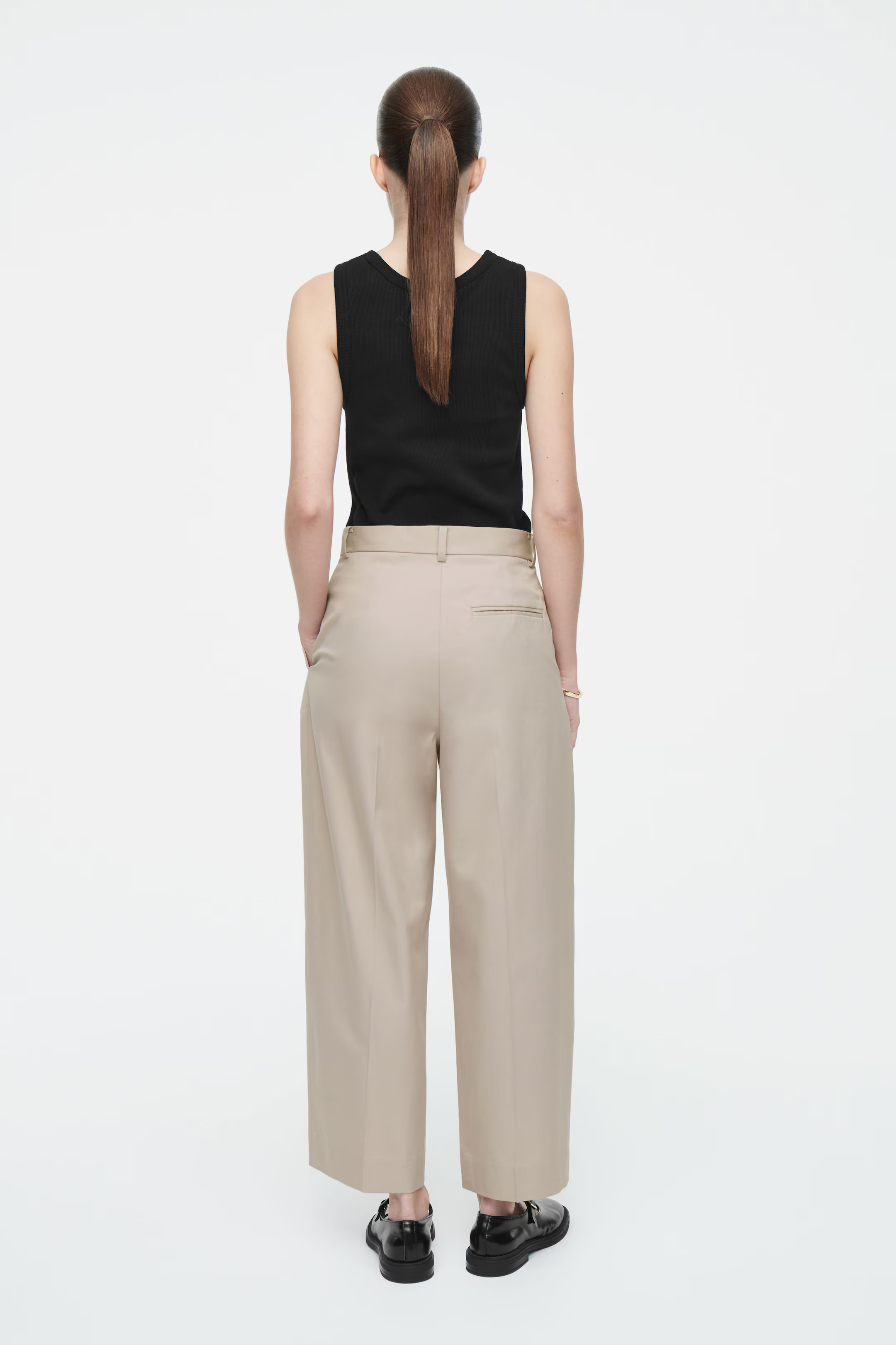 PLEATED BARREL-LEG COTTON PANTS - BEIGE | COS (AU)