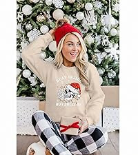 IZYJOY Christmas Women's Merry Graphic Sweatshirt Chenille Patch Letter Printed Crewneck Xmas Gif... | Amazon (US)