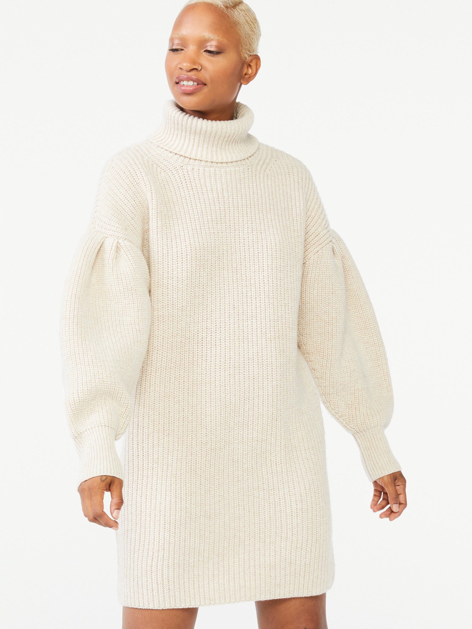 Free Assembly Women's Cowl Sweater Dress with Pleated Shoulders - Walmart.com | Walmart (US)