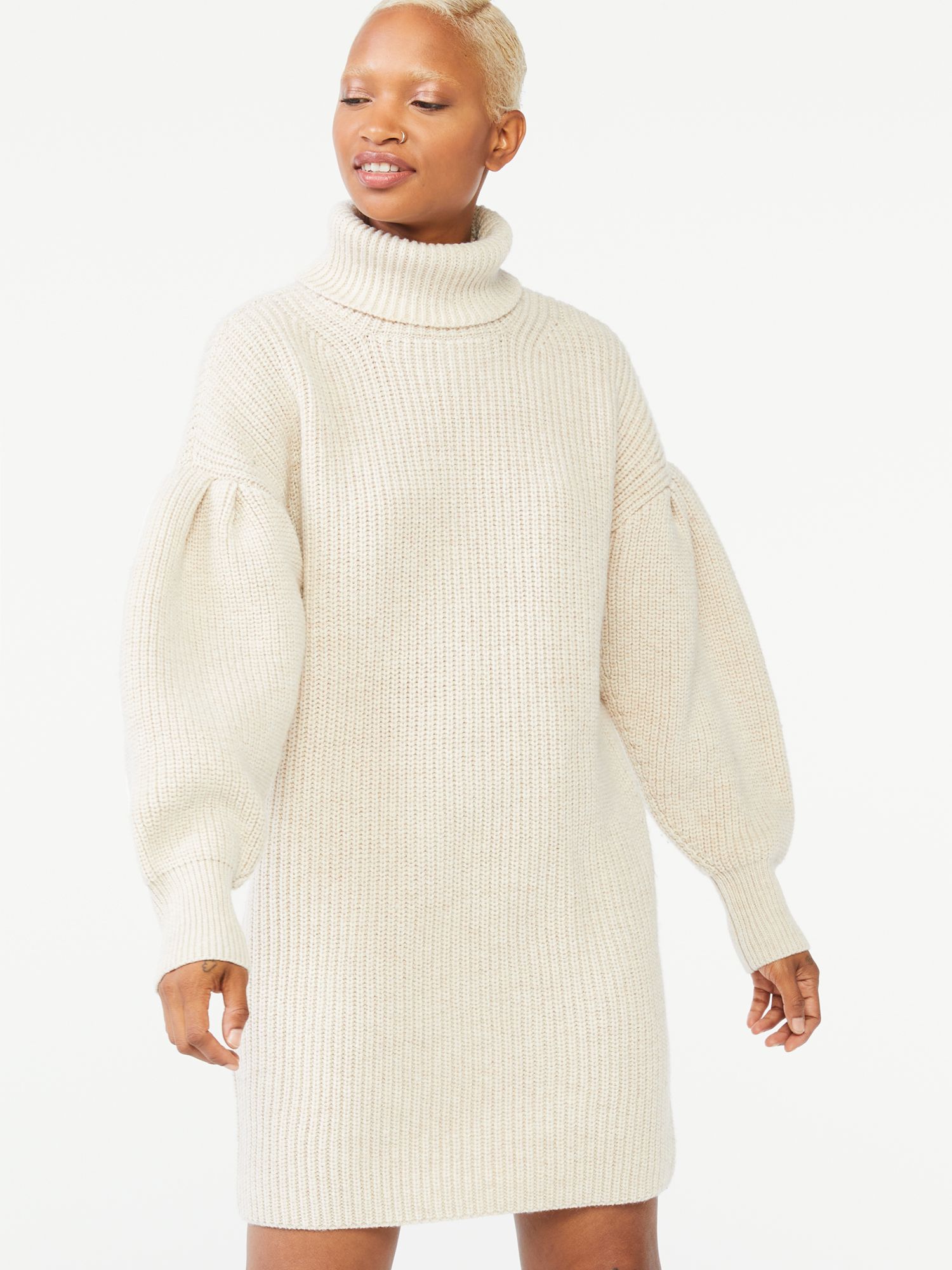 Free Assembly Women's Cowl Sweater Dress with Pleated Shoulders | Walmart (US)