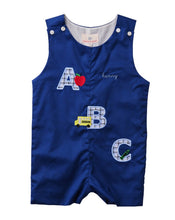 Alphabet Applique Navy Shortall | Smockingbird Kids