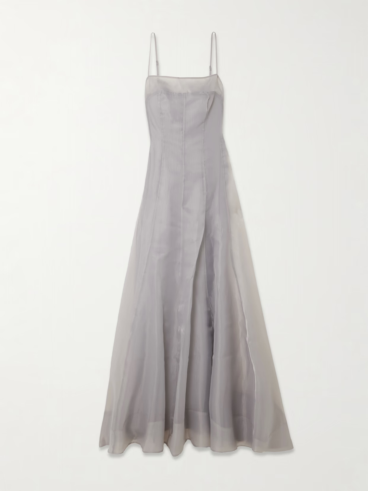STAUD - Gustav Paneled Organza Maxi Dress - Gray | NET-A-PORTER (US)
