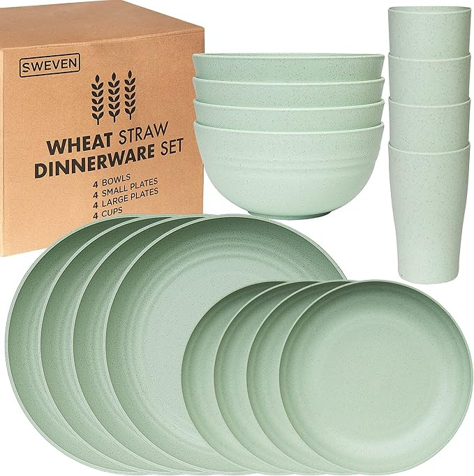 Wheat Straw Dinnerware Sets | Unbreakable Dinnerware Sets | Dishwasher Microwave Safe Dinnerware ... | Amazon (US)