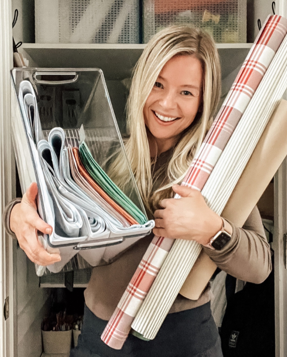 The clear bins and containers I use to store gift wrapping supplies 

#LTKHoliday #LTKSeasonal