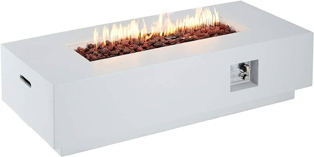 ECOTOUGE 56" Patio Propane Fire Pit Table, 50,000 BTU Rectangle Concrete Fire Pit Table with Weat... | Amazon (US)