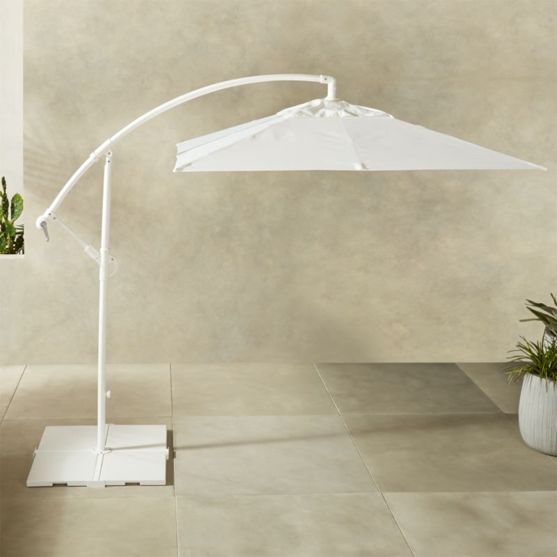 Eclipse White Outdoor Patio Umbrella with Base + Reviews | CB2 | CB2