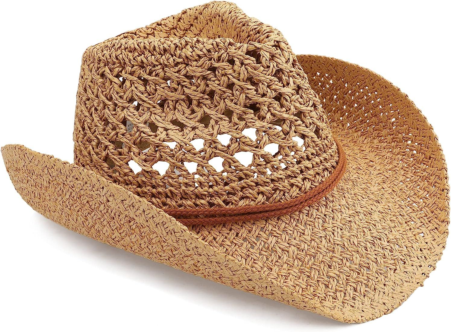 Melesh Adult Sun Straw Western Cowboy Hat | Amazon (US)