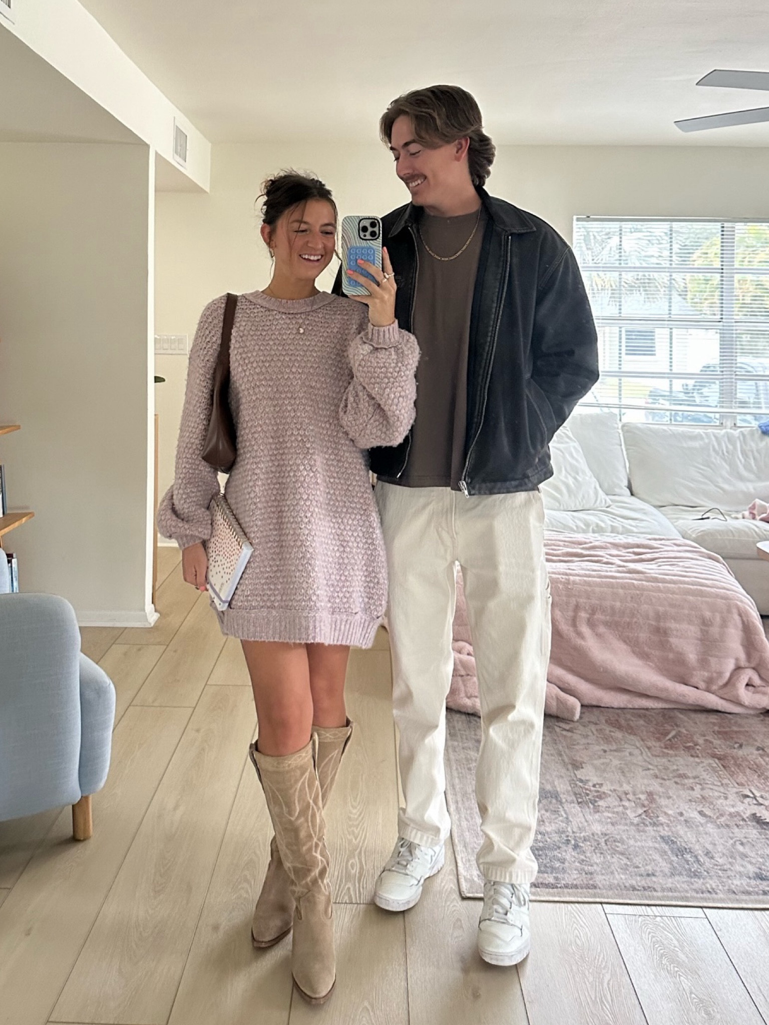 church outfits💕 

sweater dress is originally free people but sold out:( linked some super cute similar options tho! 

boots, sweaters, purse, mens jeans, Abercrombie, leather jacket, winter outfits 

#LTKGiftGuide #LTKSeasonal #LTKstyletip