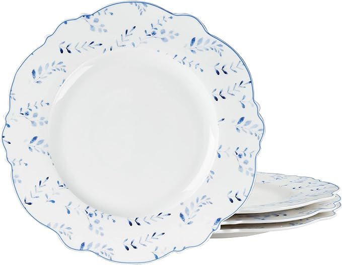 fanquare 11" Dinner Plates, Porcelain Kitchen Plates Set, Round White Ceramic Plates, Large Servi... | Amazon (US)