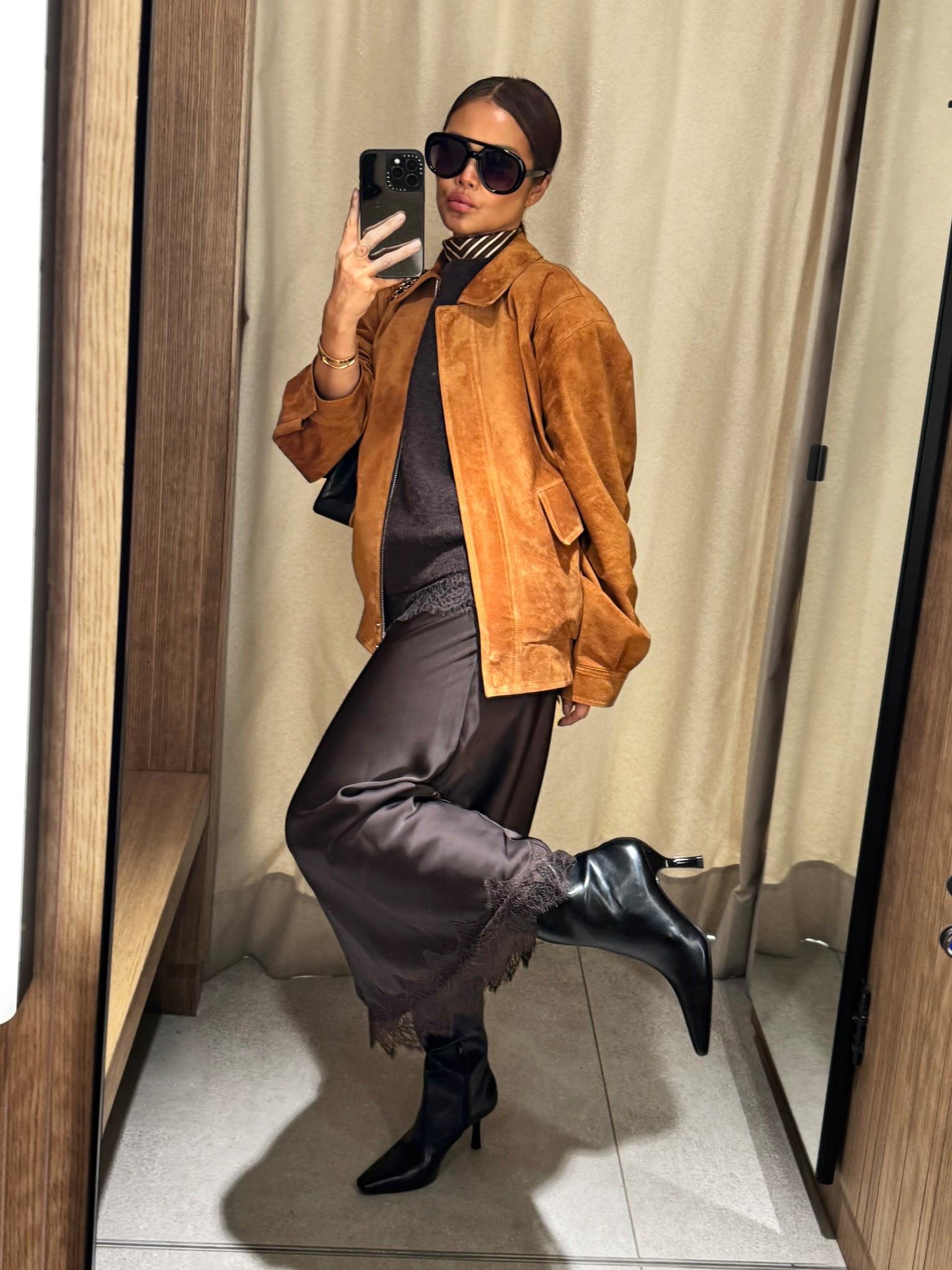 Winter knee high boots with suede leather bomber jacket  

#LTKautumn #LTKstyletip #LTKwinter