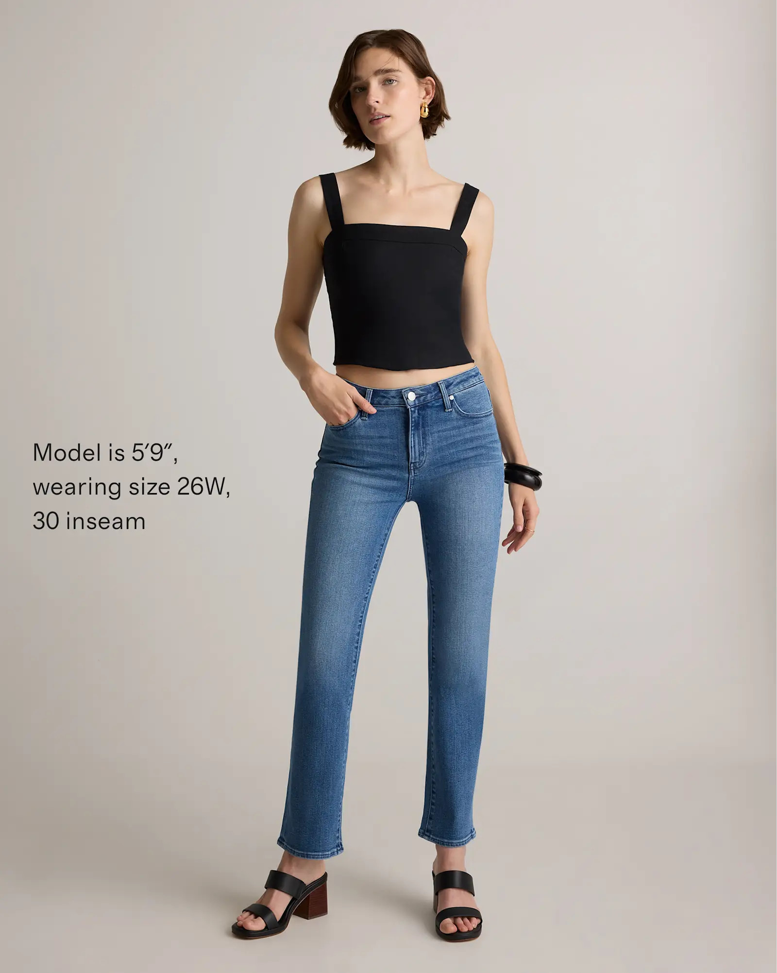 Bella Stretch Straight Jeans in Seaside Blue | Quince