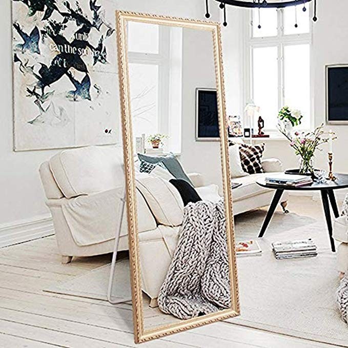 H&A Full Length Floor Mirror - 65"x22" Large Rectangle Wooden Finished Frame Standing Mirror - Cheva | Amazon (US)