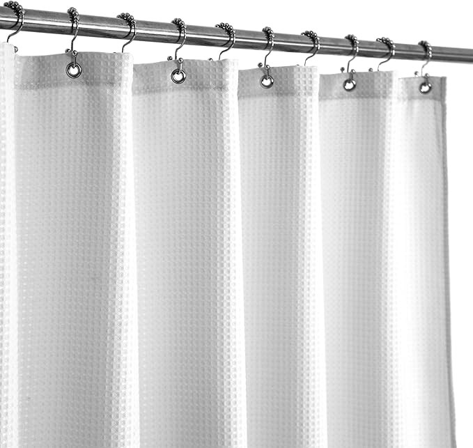 Long Shower Curtain with 78 inch Height, Fabric, Waffle Weave, Hotel Luxury Spa, Water Repellent,... | Amazon (US)