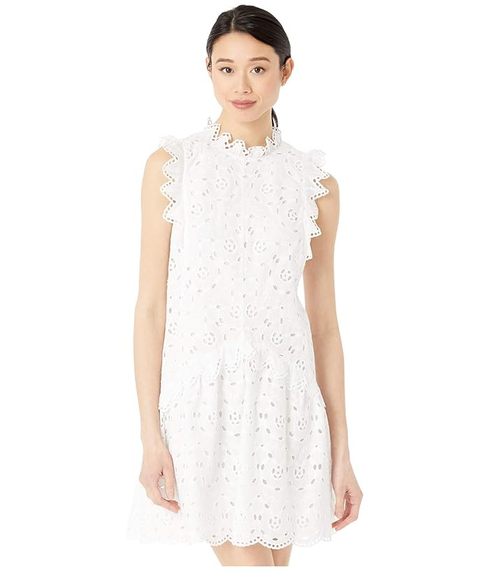 Rebecca Taylor Sleeveless Mina Eyelet Dress (Milk) Women's Clothing | Zappos