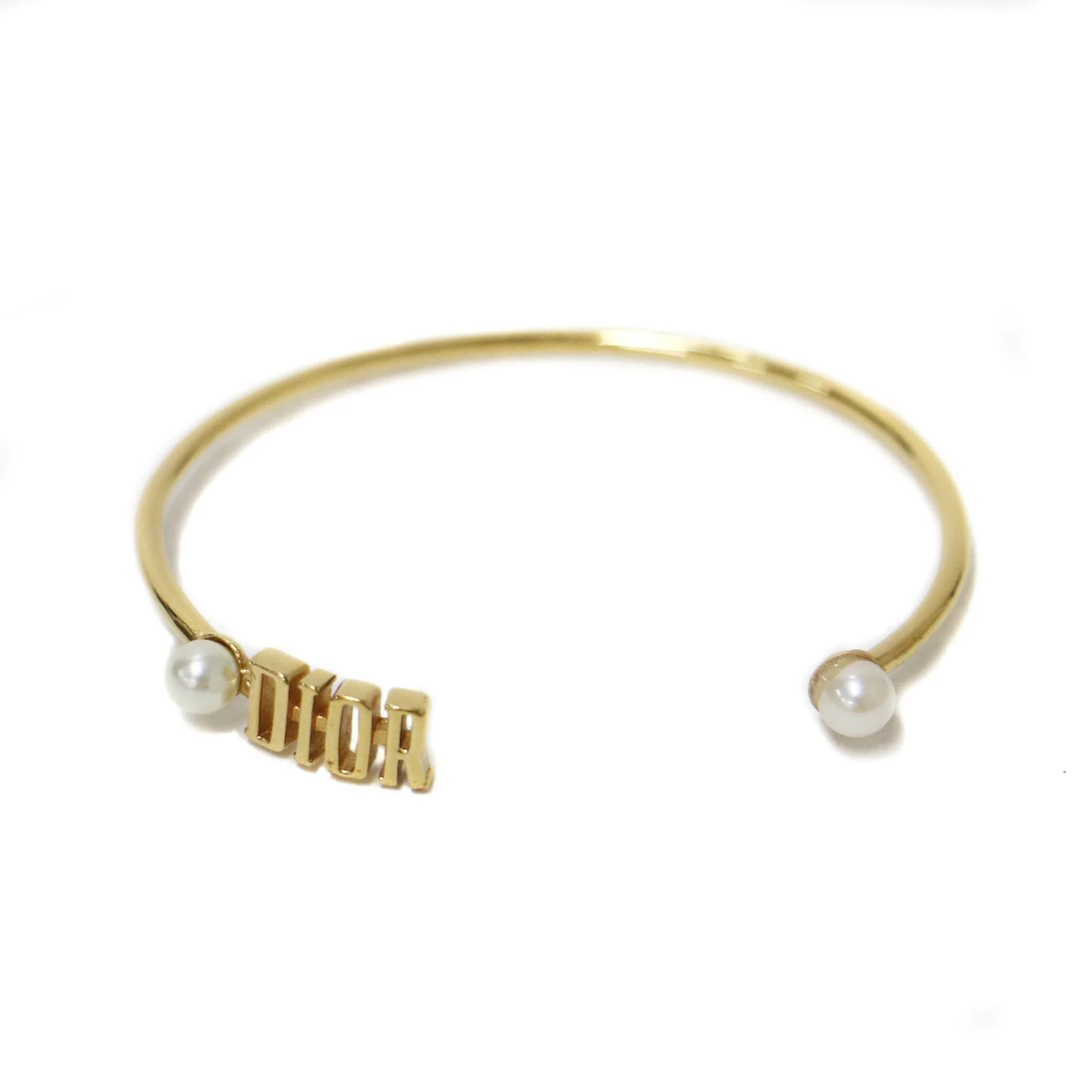 Pre-Owned Christian Dior Dior Bangle Bracelet Gold White Faux Pearl GP Women's (Good) | Walmart (US)