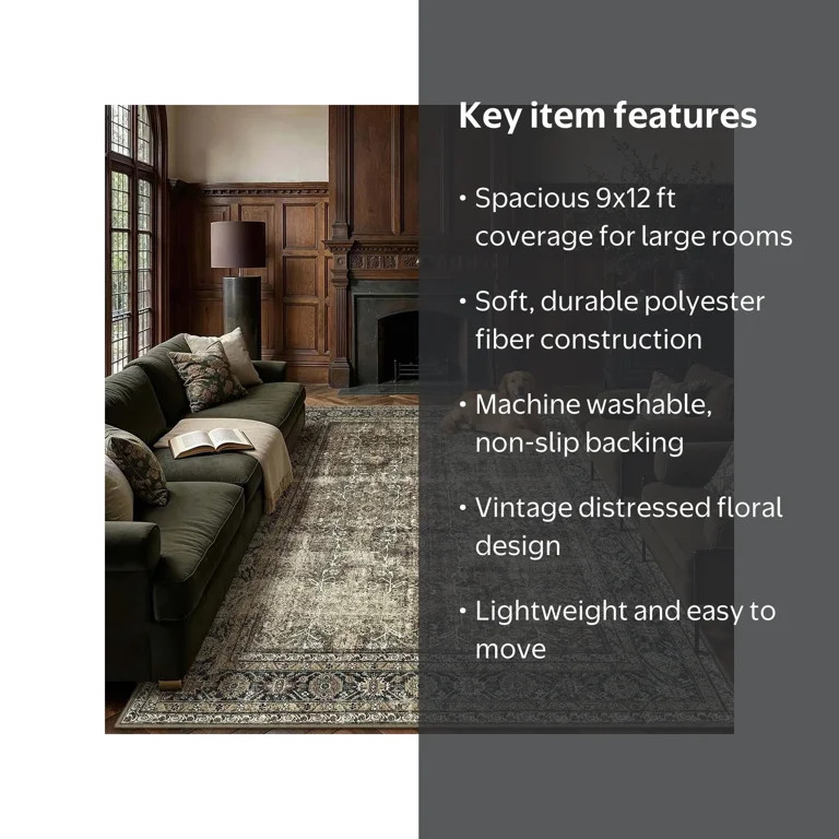 BERTHMEER 9'x12' Large Area Rugs for Living Room Bedroom Vintage Traditional Rugs Machine Washabl... | Walmart (US)