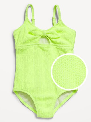 Textured Tie-Front One-Piece Swimsuit for Girls | Old Navy (US)