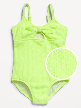 Textured Tie-Front One-Piece Swimsuit for Girls | Old Navy (US)