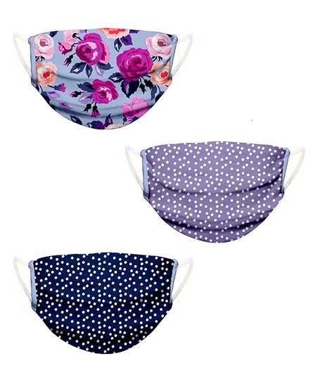 Periwinkle Rose Assorted 3-Piece Kids Non-Medical Face Mask Set | Zulily
