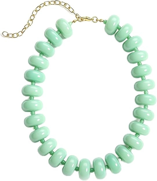 Chunky Beaded Necklace for Women Color Disc Bead Bold Statement Chain Choker Summer Beach Vacatio... | Amazon (US)