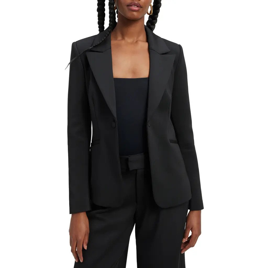 Good American Classic Sculpted Scuba Blazer in Black001 at Nordstrom, Size X-Large | Nordstrom