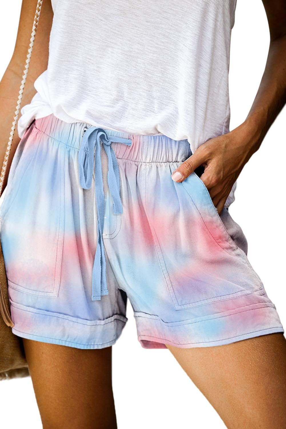 QACOHU Women Summer Shorts Casual Elastic Waist Drawstring Shorts with Pockets | Amazon (US)