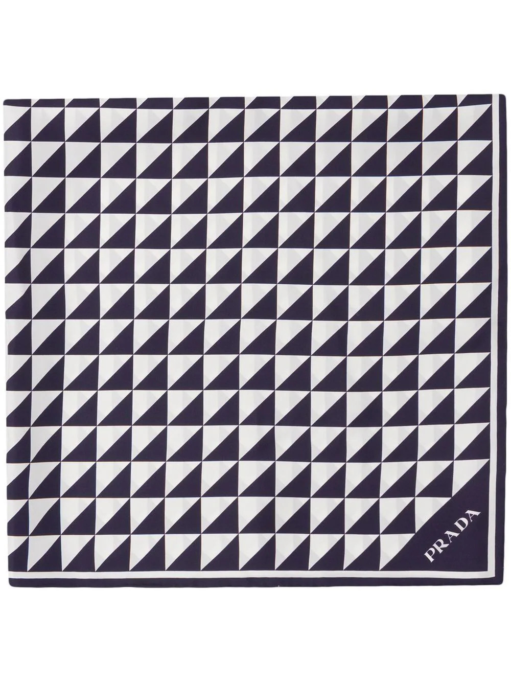 Prada triangle-logo twill scarf - Blue | Farfetch Global