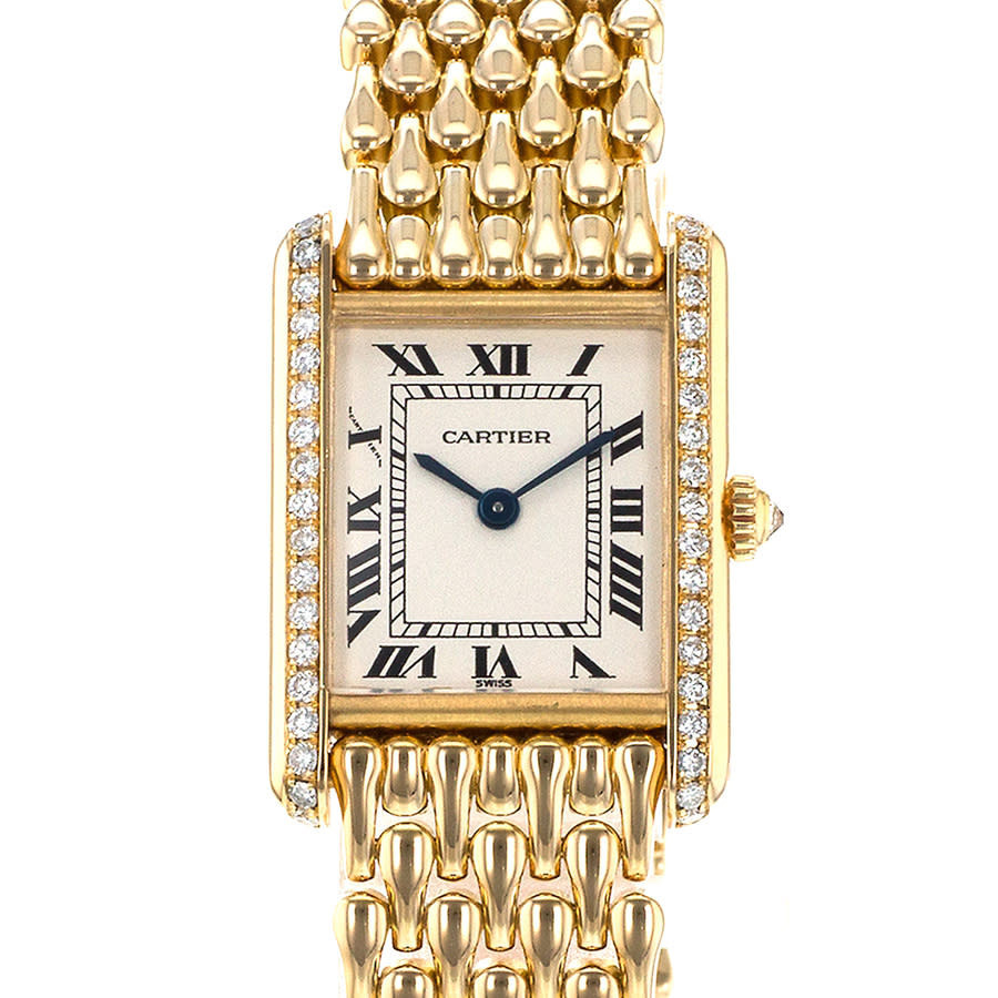 Pre-owned Cartier Tank Louis Quartz Diamond Silver Dial Ladies Watch WA2013K3 | Jomashop.com & JomaDeals.com
