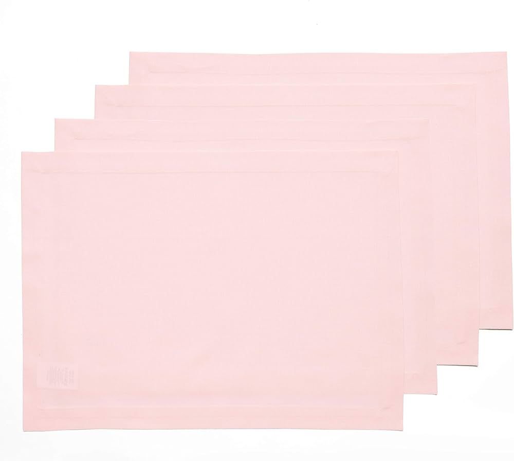 Solino Home Cotton Linen Pink Placemats – Set of 4 Natural Fabric Tablemats 14 x 19 Inch – Dr... | Amazon (US)