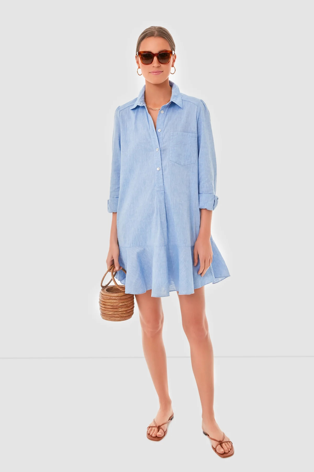Dark Navy Stripe Linen Callahan Shirt Dress | Tuckernuck (US)