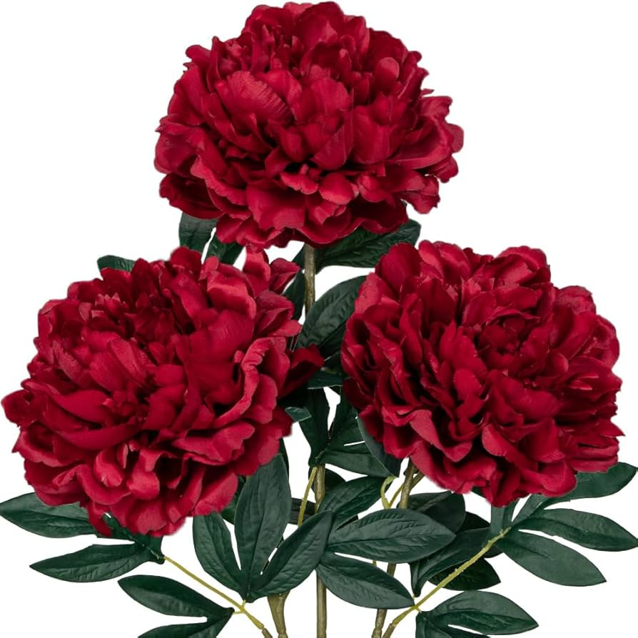 3PCS Fall Flowers Artificial for Decoration, 30'' Long Stem Fake Peony Silk Flowers Real Touch Au... | Amazon (US)