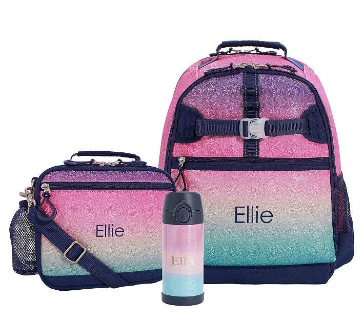 Mackenzie Rainbow Ombre Glitter Adaptive Backpack & Lunch Bundle, Set of 3 | Pottery Barn Kids