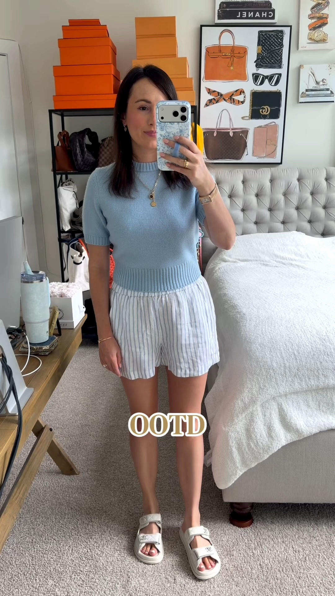Blue and white outfit today! Obsessed with these @jcrew stripe linen shorts!

#LTKootd #LTKSeasonal