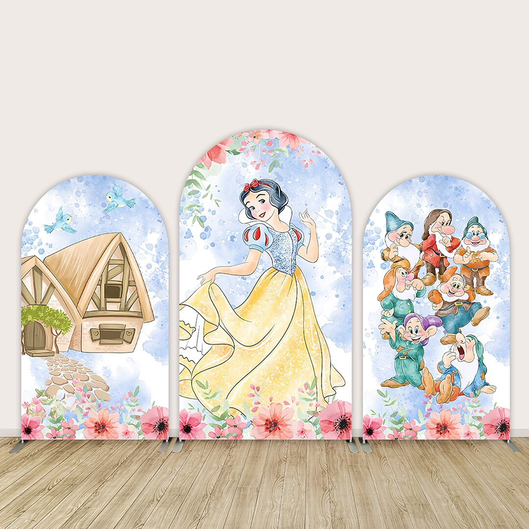 Watercolor Princess Snow White Arched Cover Backdrop for Girls Birthday Party Decoration Cartoon ... | Etsy (US)