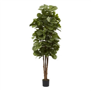 Nearly Natural 72" Fiddle Leaf Fig Tree with Several Trunks in Green/Black | Cymax