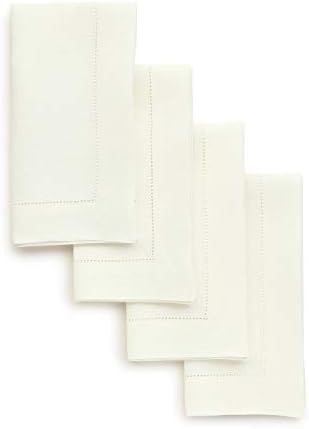 Solino Home Easter Linen Napkins – Ivory, 20 x 20 Inch Set of 4, Classic Hemstitch Natural Fabric Ma | Amazon (US)