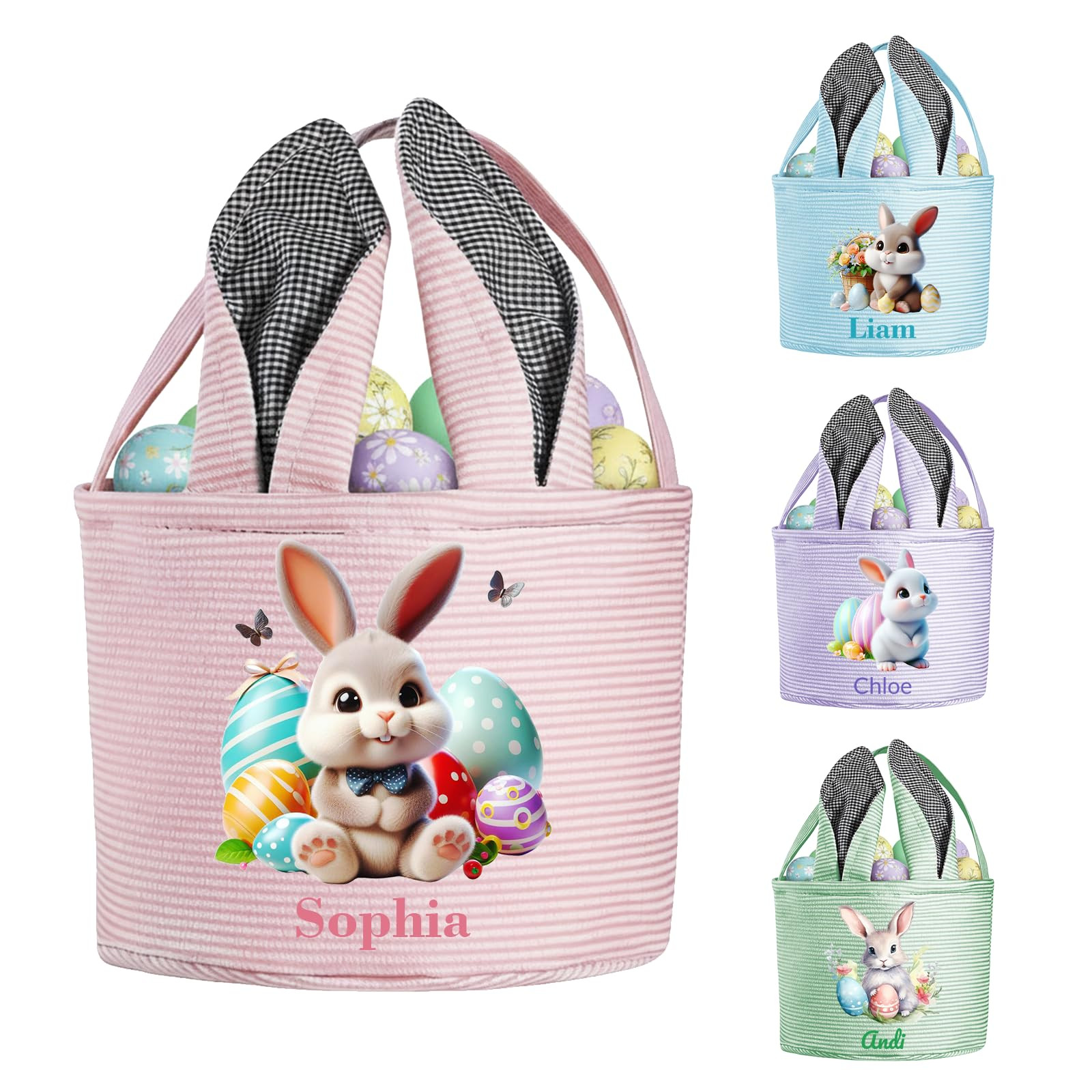 Personalized Easter Baskets with Name - Custom Bunny Easter Basket Gifts for Girls Boys Kids,Cust... | Amazon (US)