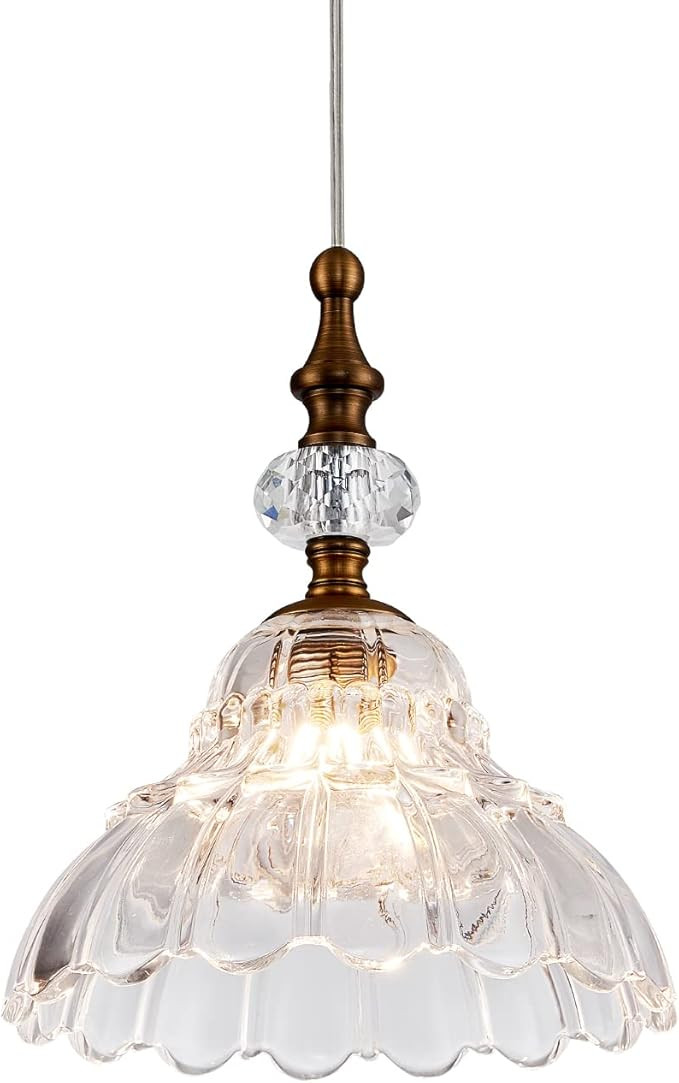 TLOLGT Pendant Light Over Kitchen Island Sink Antique Delicate Decorative Pattern Glass Ceiling P... | Amazon (US)