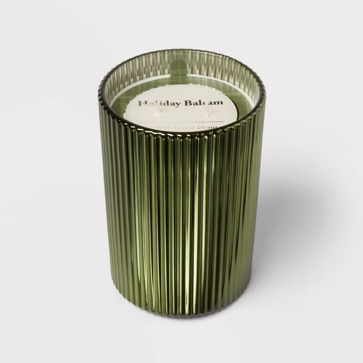 Clear Color Spray with Gold Rim Holiday Balsam Candle Green - Threshold™ | Target