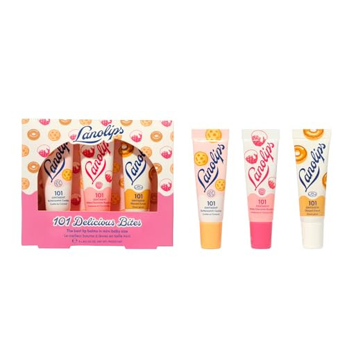 Lanolips 101 Delicious Bites Gift Set - Includes Mini 101 Ointment Lanolin Lip Balm in Butterscotch Cookie, White Chocolate Raspberry & Glazed Donut - Lanolin Lip & Skin Care Set (3 Count) | Amazon (US)