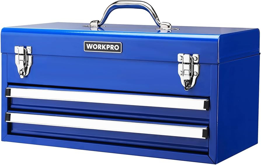 WORKPRO Tool Box with Drawers, 18 Inch with 2 Drawers and 1 Top Storage, Portable Toolbox with Me... | Amazon (US)