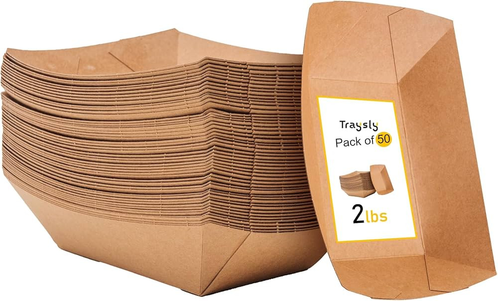 50 pack Food Boats Disposable 2lb Eco Friendly Poly Coated Paperboard - Greaseproof Paper Boats f... | Amazon (US)