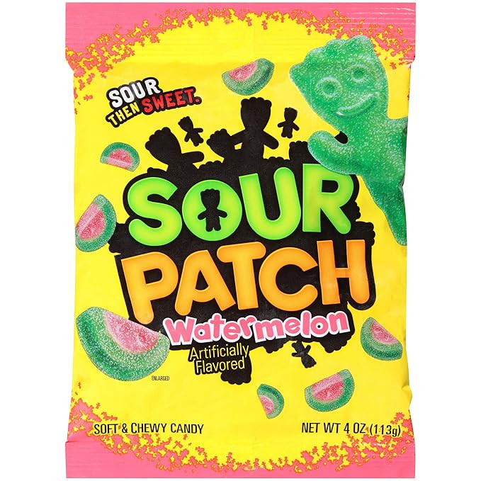 Sour Patch Watermelon Peg Bag Candy, 4 Ounce | Amazon (US)